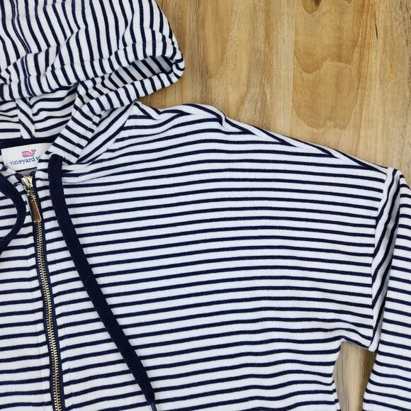🔺️Vineyard Vines Blue Anguilla Striped Lightweight Zipper Hoodie Jacket XSmall - Picture 6 of 10